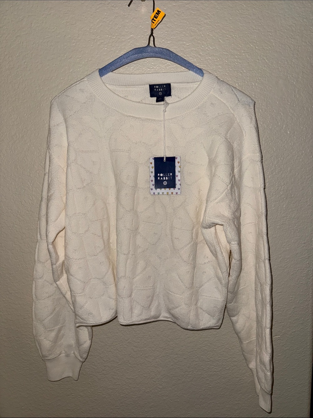 Roller Rabbit Ivory Patterned Crewneck Sweater